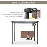 Pergola med Skjutbart Tak Modern Trädgårdspaviljong Aluminiumram Justerbart Solskydd Mörkgrå Brun 3 X 3 X 2,23 M