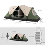 Campingtält Tunneltält för 8 Personer Mörkgrön av Polyester för Camping och Trädgård Vindtätt Familjetält med 2 Rum 2000 mm