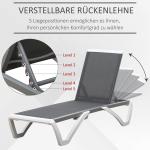 Ergonomisk Solsäng i Aluminium, Justerbar Relaxstol med Nackkudde, Bekväm Solstol i Textilene för Pool och Trädgård, Grå/Vit, 170 x 67,5 x 95 cm