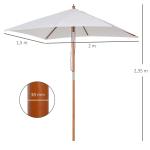 Parasoll Hopfällbart Trädgårdsparaply Strandparasoll 3-Nivå Justerbar Gran och Polyester UV-Skydd Krämvit 200 X 150 X 235 Cm