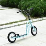 Sparkcykel med Luftdäck för Barn, Robust Skoter med Handbroms, Säker Körning på Alla Underlag, Blå, 120 x 58 x 75-80 cm, 5 år+