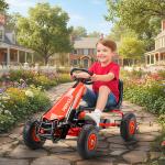 Trampbil Go-kart Röd Metall och Plast för Barn 3-8 År Trampfordon med Justerbar Sits och Handbroms Säker och Rolig Lek