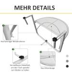 Balkonghängande Bord Höj- och Sänkbart Halvcirkelformat Trädgårdsbord Metall för Terrass Vit 60 X 45 X 50 Cm