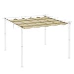 Ersättningstak Pergola Tak Vattentätt Solskydd Beige av Polyester för Trädgård och Uteplats Infällbart Tak med Dräneringshål 3 x 3 m