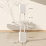 Modern Golvlampa med 2 Hyllor och Dragkedja, Svart+Vit, 26x26x156 cm