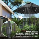 Dubbelparasoll med Solcellspanel och 35 LED-Lampor för Terrass Hållbar och Stabil Grå Polyester och Stål 2,92 x 1,50 x 2,18 m