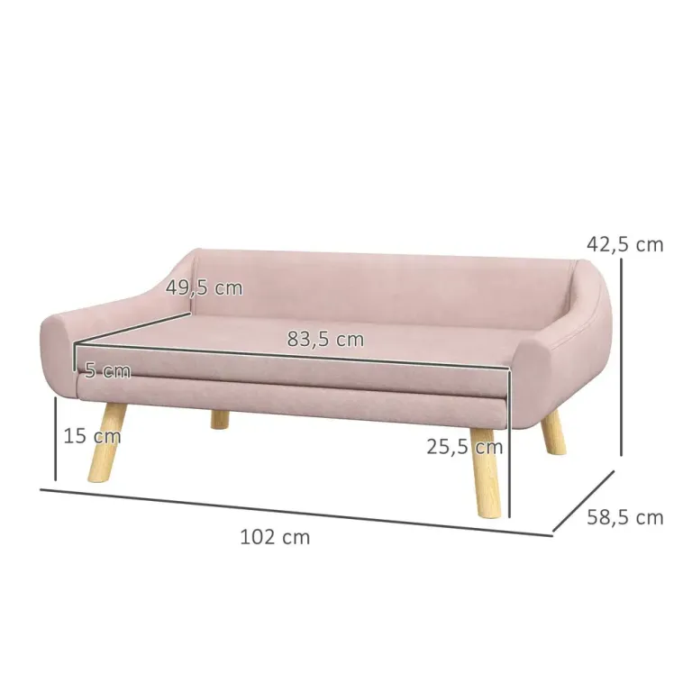 Hundsoffa Husdjurssäng Rosa av Tyg 102 x 58,5 x 42,5 cm