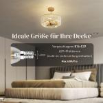 Taklampa med Ljuskronadesign, Kristallskärm, 3 Lampor i Metall, Guld