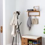 Väggarderob Prisvärd Natur Trä för Hall och Förvaring Platsbesparande Design med Krokar för Kläder och Jackor 50 x 16 x 17,5 cm