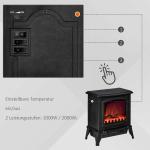 Elektrisk Spis Kamin Svart av Metall och Glas för Vardagsrum Fristående med LED Flammeffekt och Värme 2000 W