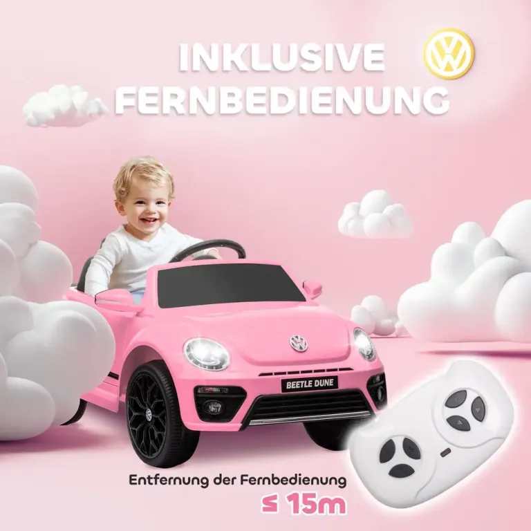 Barnelbil Elbil Rosa av Plast för Barn 3-5 År 12 v Fordon