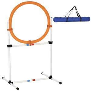 Hoppring för Hundagility Justerbart Träningshinder för Hundsport Vit Orange 74,5 X 66 X 91 Cm