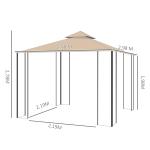 Partytält med Förvaringshyllor Rymlig Trädgårdspaviljong med Avlastningsytor Stabilt Solskydd Beige 3 X 3 M