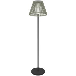 Solar Golvlampa Rottinglampa med Ljussensor Natur av Rotting för Trädgård och Balkong Boho Stil Lampa med 25 LED Ø 33 x 135 cm