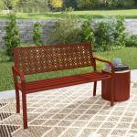 Trädgårdsbänk Parkbänk 2-Sits Röd av Metall för Balkong och Trädgård Väderbeständig Bänk med Ryggstöd 240 kg 127 x 63 x 85 cm