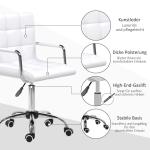 Kontorsstol Chefsstol Vit PU Konstläder och Metall Höjdjusterbar och Ergonomisk Snurrstol 84-99 Cm