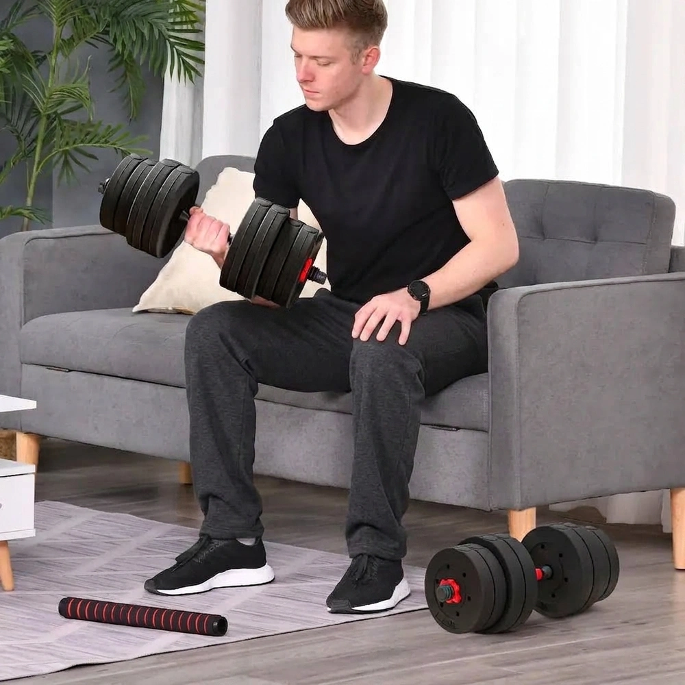 Hantelset 2 i 1 med Vikter för Professionell Styrketräning