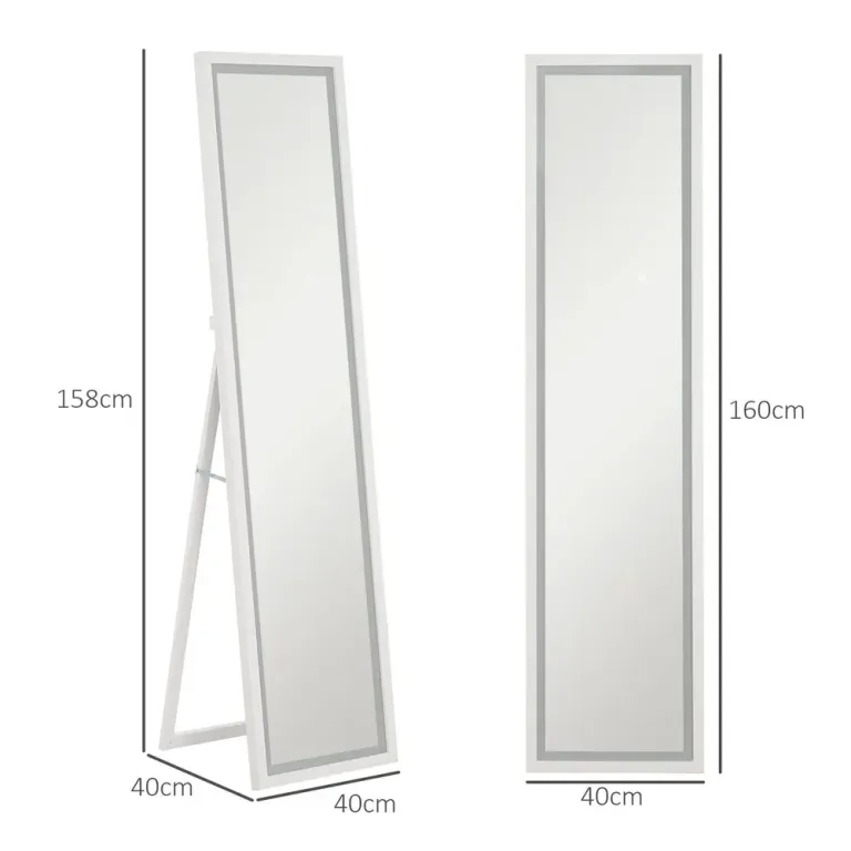 Helfigursspegel Golvspegel Vit av Glas 40 x 160 cm
