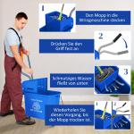 Städvagn Tvätthink med Spinner Blå av Plast för Hushåll och Städning Vagn med Avskiljare för Rent Smutsigt Vatten 20 l 60 x 27 x 70,5 cm