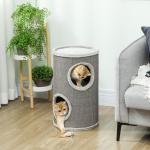 Klöstunna 2 Våningar Ljusgrå Sisal och Plysch för Katter Kattgrotta med Klösyta och Mjuk Kant Kompakt 60 cm Hög Ø 35 cm