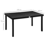 Trädgårdsbord Stabil Svart Aluminium för Trädgård och Altan Matbord för Sex Personer i Underhållsfri Plast Robust Modell 140 x 90 x 74 cm