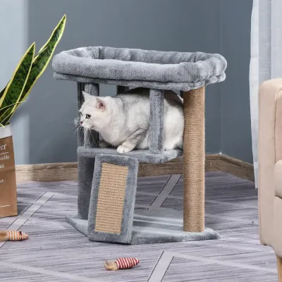 Litet Klösträd med Koja Kompakt Klösmöbel med Leksak 57 cm