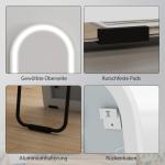Helkroppsspegel LED Vit Glas för Sovrum Bågformad Golvspegel med Dimbar Belysning och 3 Färger 150x40 cm
