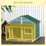 Hundhus Hundkoja Grå av Massivt Trä för Utomhusbruk Smådjurshus med Asfalttak Väderbeständig Konstruktion 124 x 112 x 105 cm
