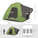 Campingtält Biltält 4-5 Personer 300 X 300 X 230 Cm Glasfiber och Polyester för Utomhusäventyr Grön