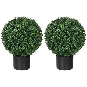 Konstgjorda Växter Buxbom Grön av Plast för Vardagsrum och Trädgård Set med 2 UV-Beständiga Växter i Blomkruka 52 cm