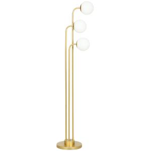 Golvlampa Stålampe med Roterande Skärmar och Fotkontakt Guld av Metall för Vardagsrum och Sovrum Läslampa 120 W Höjd 1,65 m