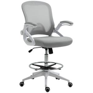Kontorsstol med Ståfunktion, Fotstöd, Vridbar Sits, Stål, Svart, 64 x 60 x 106–126 cm