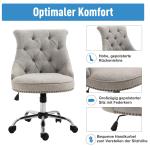 Ergonomisk Kontorsstol Linnetyg Höj- och Sänkbar Retrodesign Bekväm Vaddering för Hemmakontor Ljusgrå 54 X 65,5 X 84-91 Cm