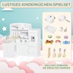 Leksakskök Barnkök Vit av Plast för Barn 3-8 År Lekkök med Vattendispenser och Mikrovågsugn