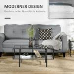 Soffbord i Glas med 3 Hyllplan, Modernt Sidobord med Svart Stålram, Elegant Förvaring för Vardagsrum, Svart, 100 x 55 x 45,5 cm