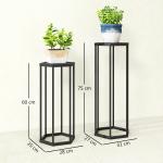 Blomställer 2-pack Hexagonal Svart Metall för Trädgård och Balkong Modern Design Väderbeständig Krukhållare
