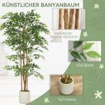 Konstväxt Banyan Realistisk Grön Plast och Trä för Vardagsrum och Kontor Stort Konstgjort Träd i Kruka 75x75x180 cm