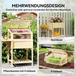 Odlingslåda med Drivbänk Naturfärgad Trä för Trädgård och Balkong Upphöjd Planteringslåda med Lock och Hylla Skyddad Odling