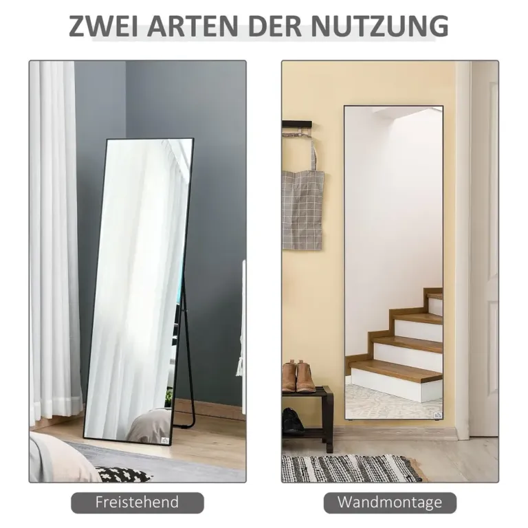 Stående Spegel Helkroppsspegel Silver av Aluminium och Glas