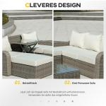 Loungegrupp i Konstrotting 3 Delar, Modulär Utemöbel med Sidobord och Dynor, Elegant Design för Trädgård, Ljusgrå/Beige