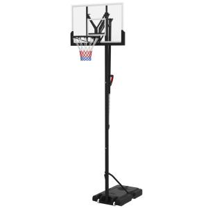 Basketkorg Basketstativ Svart av Stål för Utomhusbruk Höjdjusterbar med Stativ och Hjul Basketsystem 295-365 cm