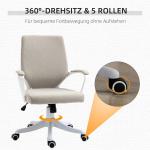 Ergonomisk Kontorsstol i Beige Tyg, Bekväm Skrivbordsstol med Svankstöd, Justerbar Arbetsstol för Hemmakontor, Beige, 120 kg