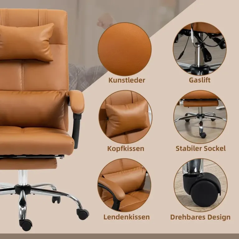 Kontorsstol Massagestol Ljusbrun av Konstläder Ergonomisk