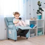 Barnfåtölj med Fotpall i Blått, Bekväm Minisoffa för Barn 3-5 År, Ergonomisk Sittplats med Justerbart Ryggstöd, Blå, 58 x 53 x 70 cm