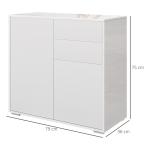 Skänk Förvaringsskåp med Låda Vit av Trä för Kök och Vardagsrum Bufféskåp med Push-Click Luckor 79 x 36 x 75 cm