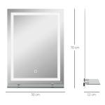 Badrumsspegel Väggspegel Silver av Glas och Aluminium för Badrum LED Belysning med Touch 50 x 70 cm
