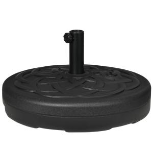 Parasollställ Paraplyfot Rund Paraplyhållare Svart av Plast för Balkong och Terrass Fyllbar Paraplyvikt 35 kg Ø 38/48 mm