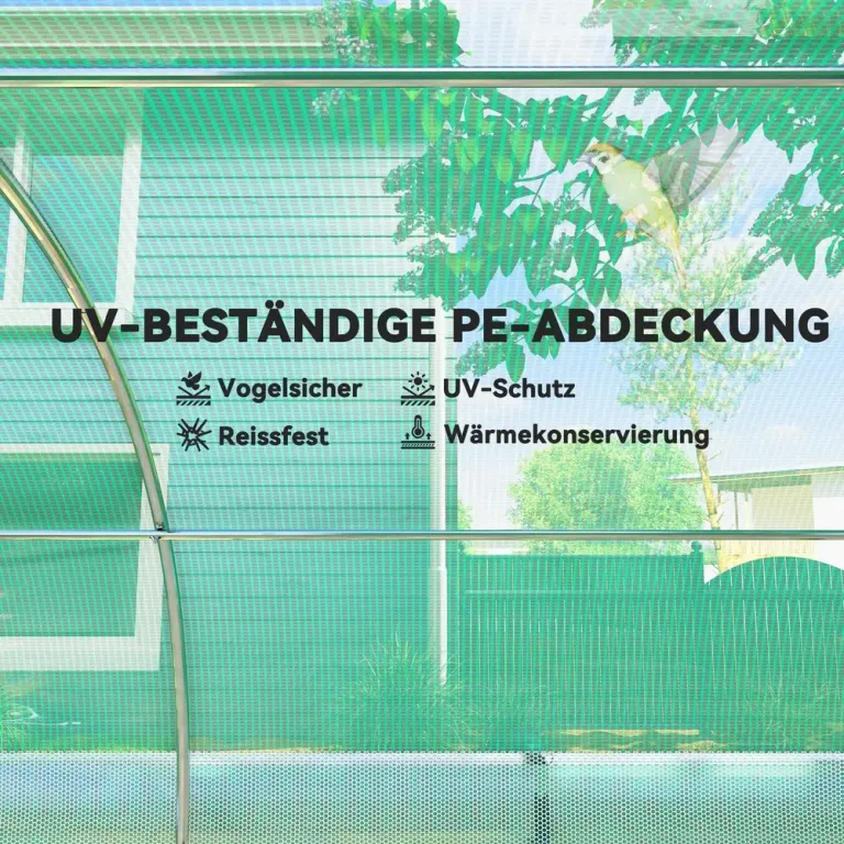 Växthus Filmtunnel 12 Fönster Grön av PE 6 x 3 x 2 m