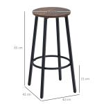 Köksbarstolar Barstolar Set om 2 Brun av Metall och Trä för Matsal Industriell Design med Fotstöd Lastkapacitet upp till 120 kg 42 x 42 x 65 cm