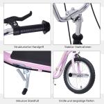Sparkcykel med Luftdäck 16 Tum, Justerbar Skoter för Barn med Handbroms, Bekväm Körning på Alla Underlag, Rosa, 5 år+